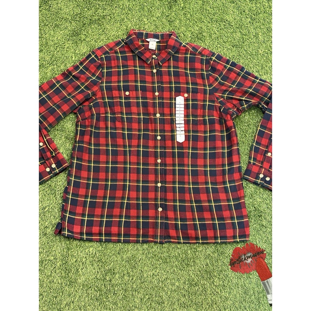 Duluth Trading Co Free Swingin' Flannel Shirt Womens XL Plaid Casual‎ 65505 NWT